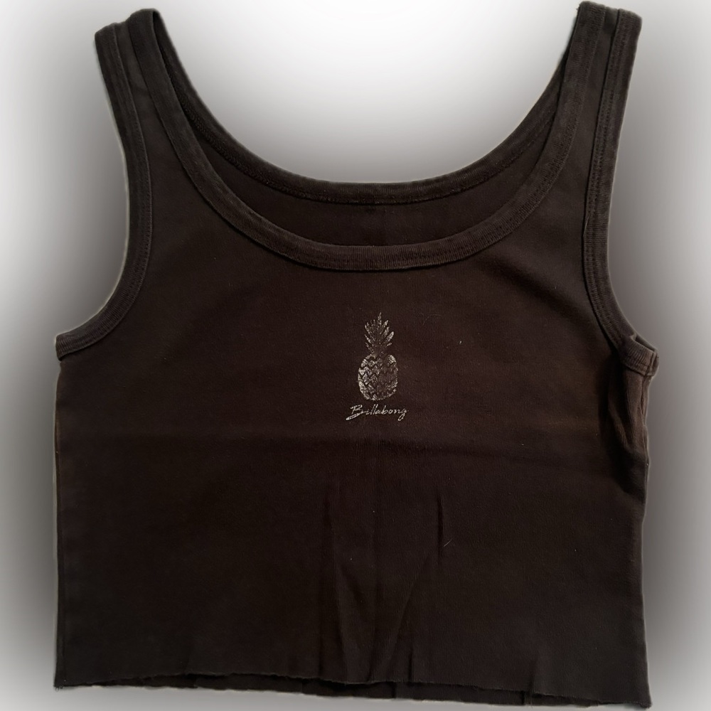 Billabong brown with gold pineapple  cropped tank